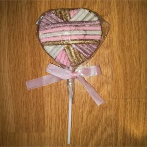 Girls Pink Blue Green Gold Assorted Hair Ties Heart Shaped Lollipop